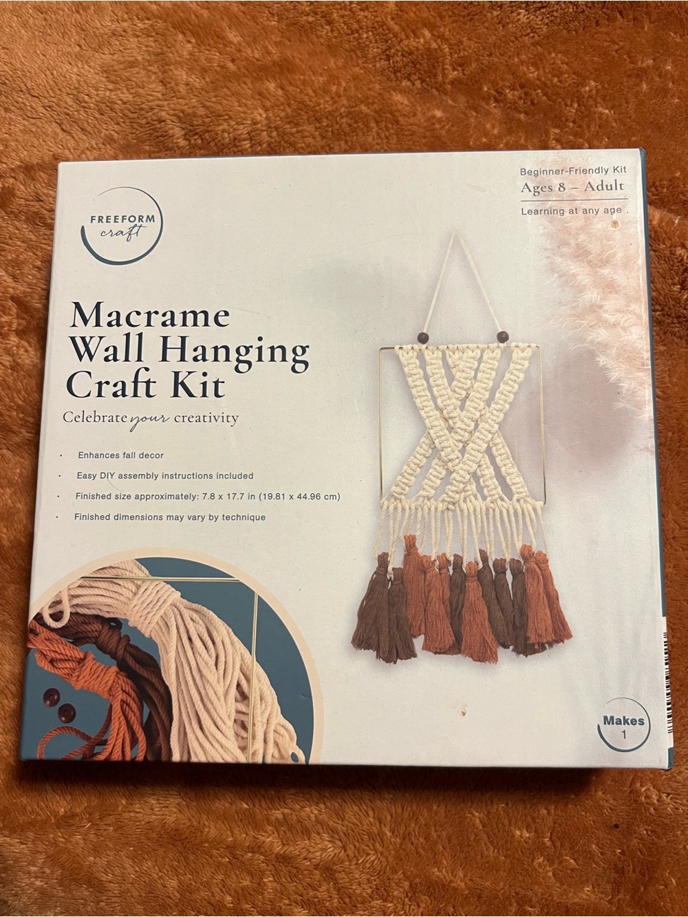 Macrame Wall Hanging Craft Kit - Cream & Brown